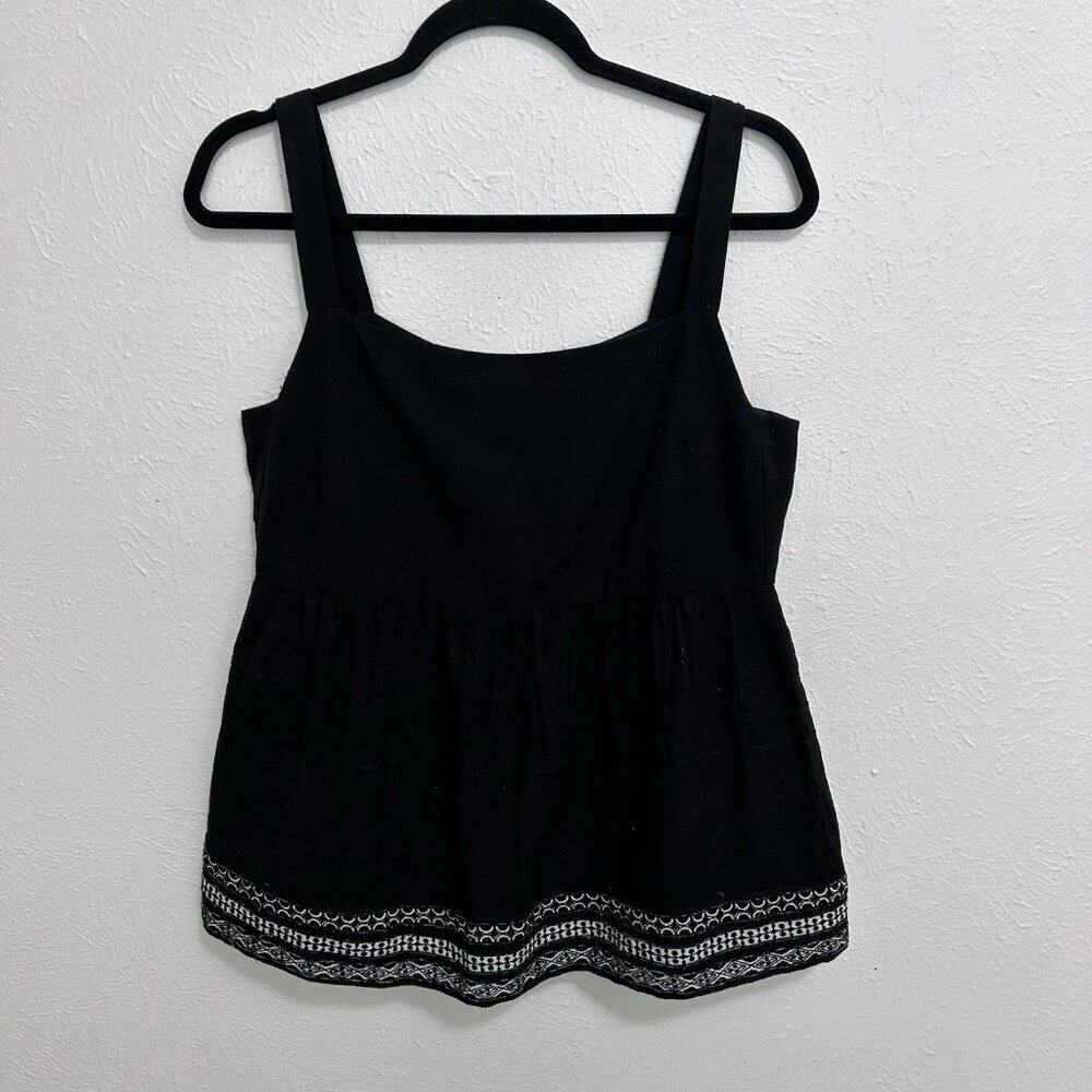 Anthropologie Amit Aggarwal Black Milkmaid Tank Linen Top Size S Y2K Whimsigoth